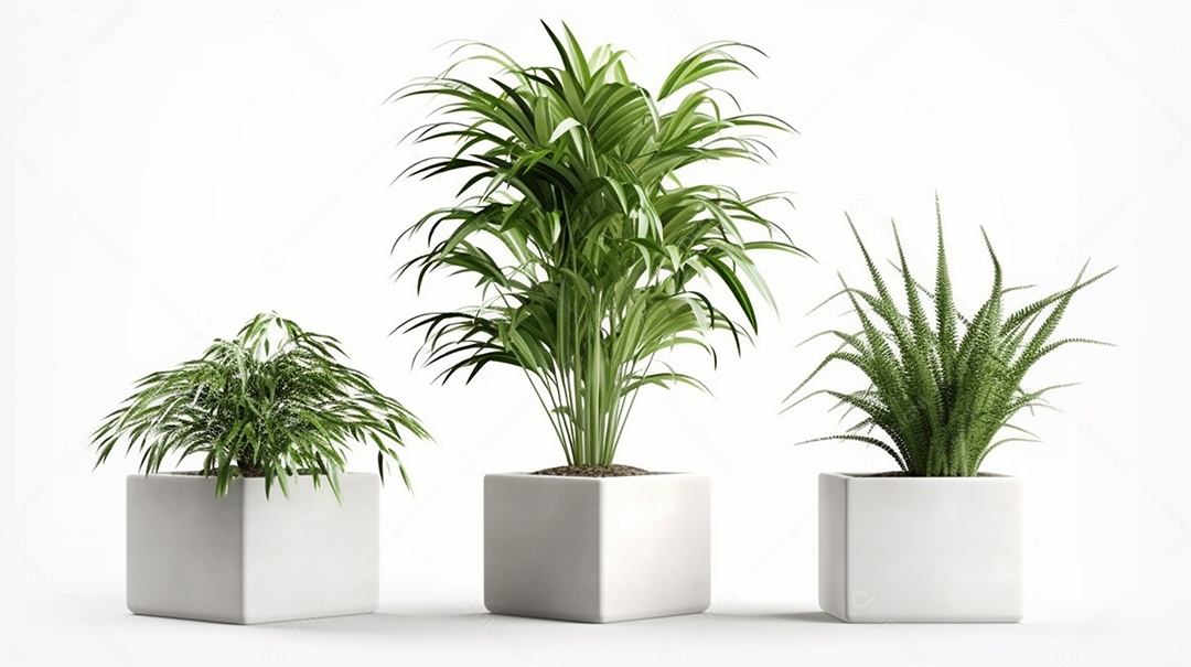 Vasos de plantas isolados em um fundo branco