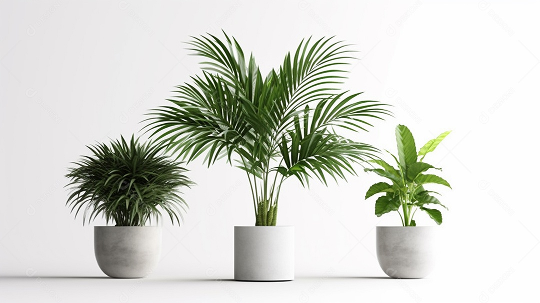 Vasos de plantas isolados em um fundo branco