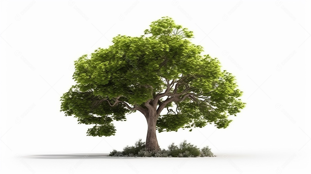 Grande árvore verde isolada em fundo branco