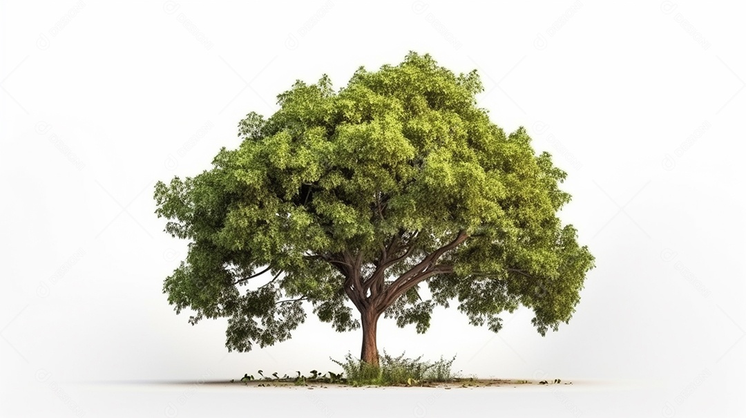 Grande árvore verde isolada em fundo branco