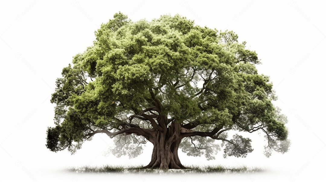 Grande árvore verde isolada em fundo branco