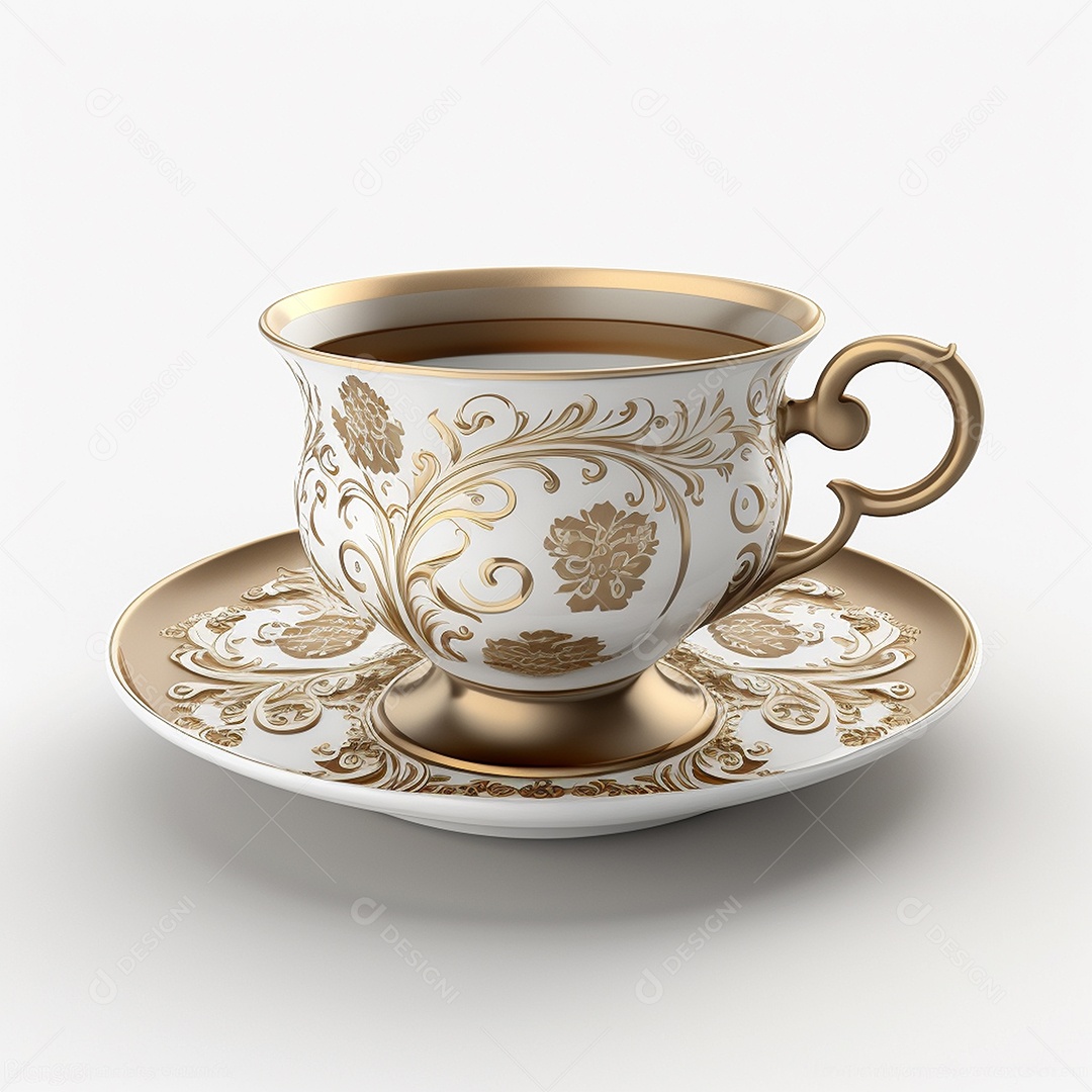 Xícara de chá ou café em um fundo branco e isolado