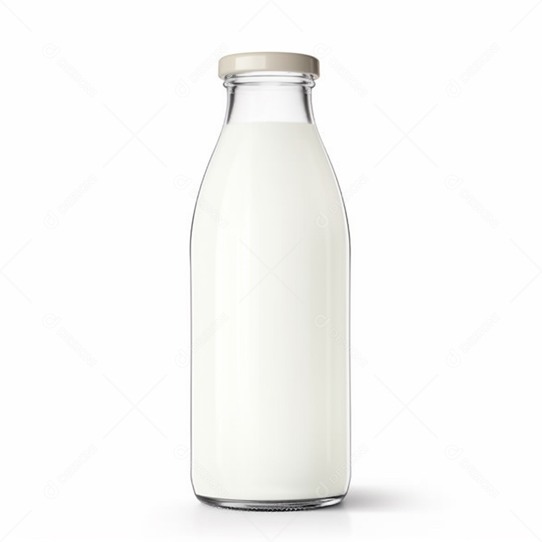 Garrafa de leite isolada em fundo branco