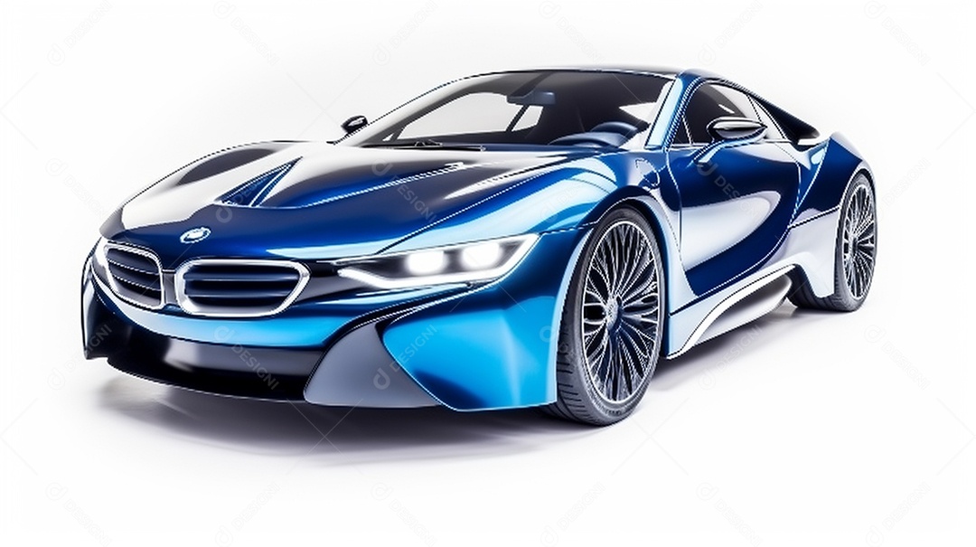 Carro de esportes em um fundo branco