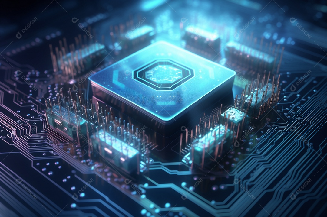 Segurança avançada da rede do conceito da unidade de processamento central da CPU.