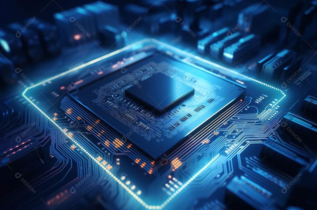 Segurança avançada da rede do conceito da unidade de processamento central da CPU.