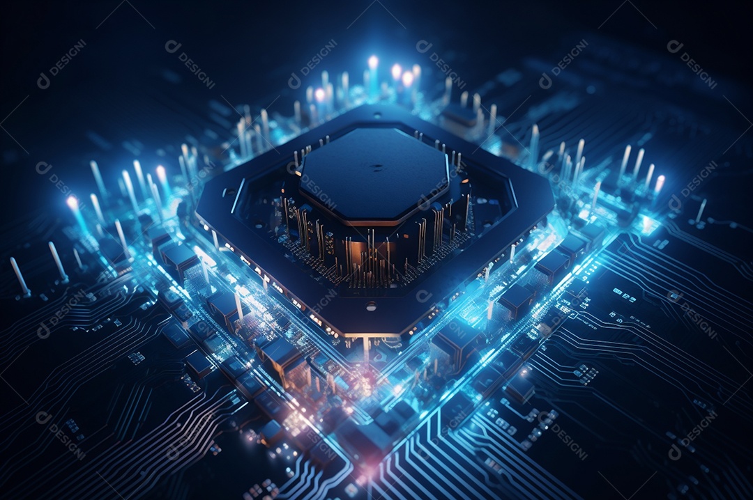 Segurança avançada da rede do conceito da unidade de processamento central da CPU.