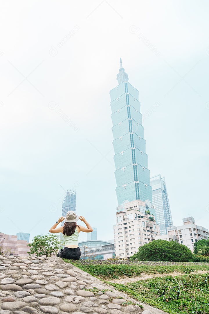 Mulher viajante, visitando Taiwan