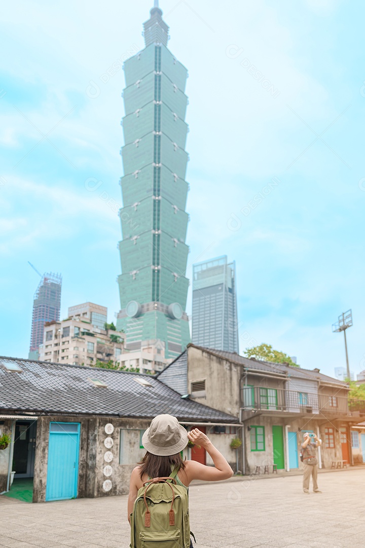 Mulher viajante, visitando Taiwan