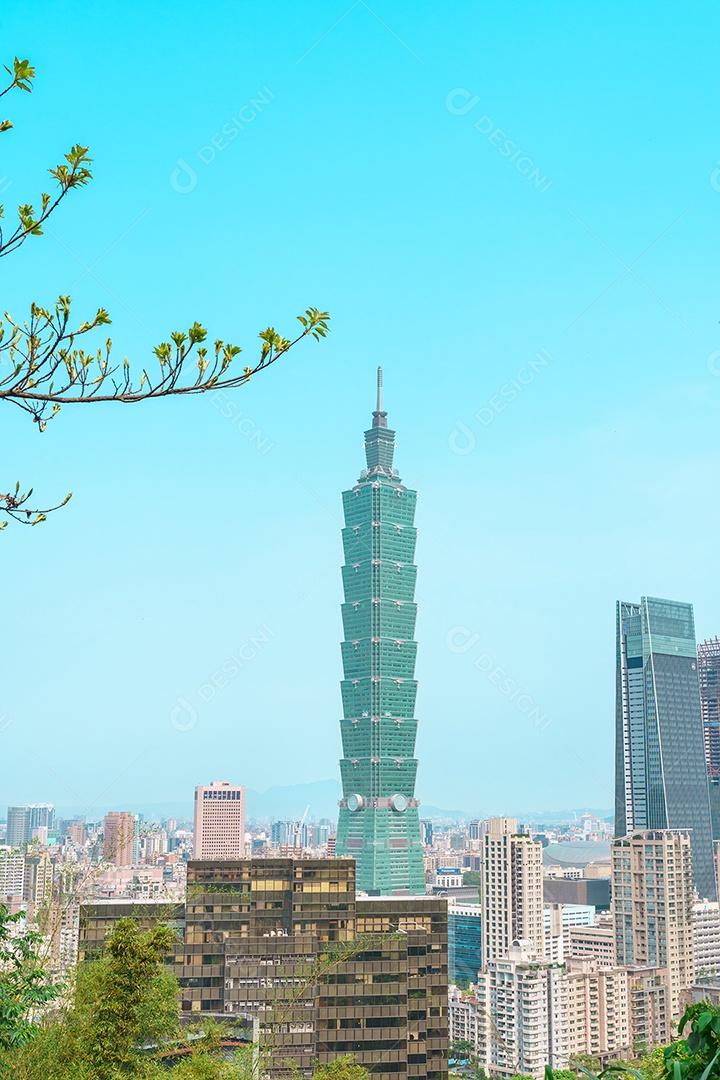 Bela cidade de Taipei de Elephant Mountain ou Xiangshan, marco e atrações populares.