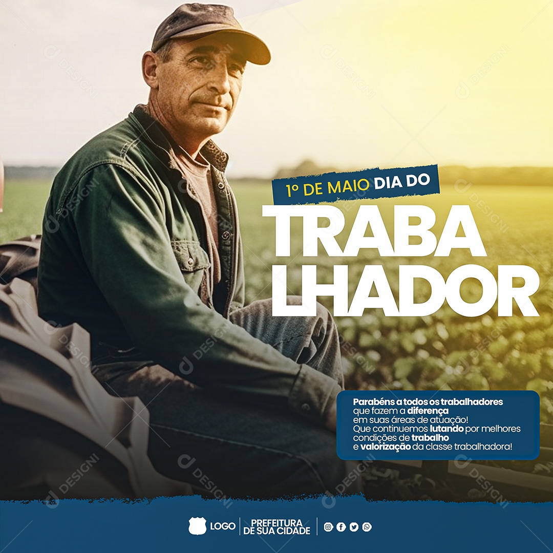 Social Media Dia Do Trabalhador Parabéns A Todos PSD Editavel