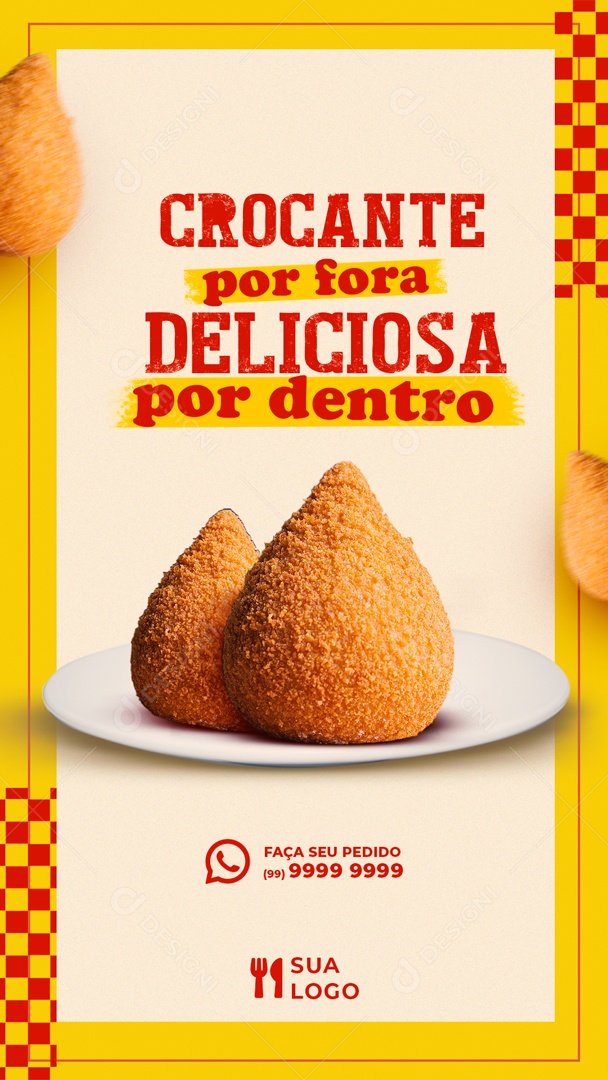 Social Media Story Lanchonete Crocante Por Fora Deliciosa Por Dentro Coxinha PSD Editavel