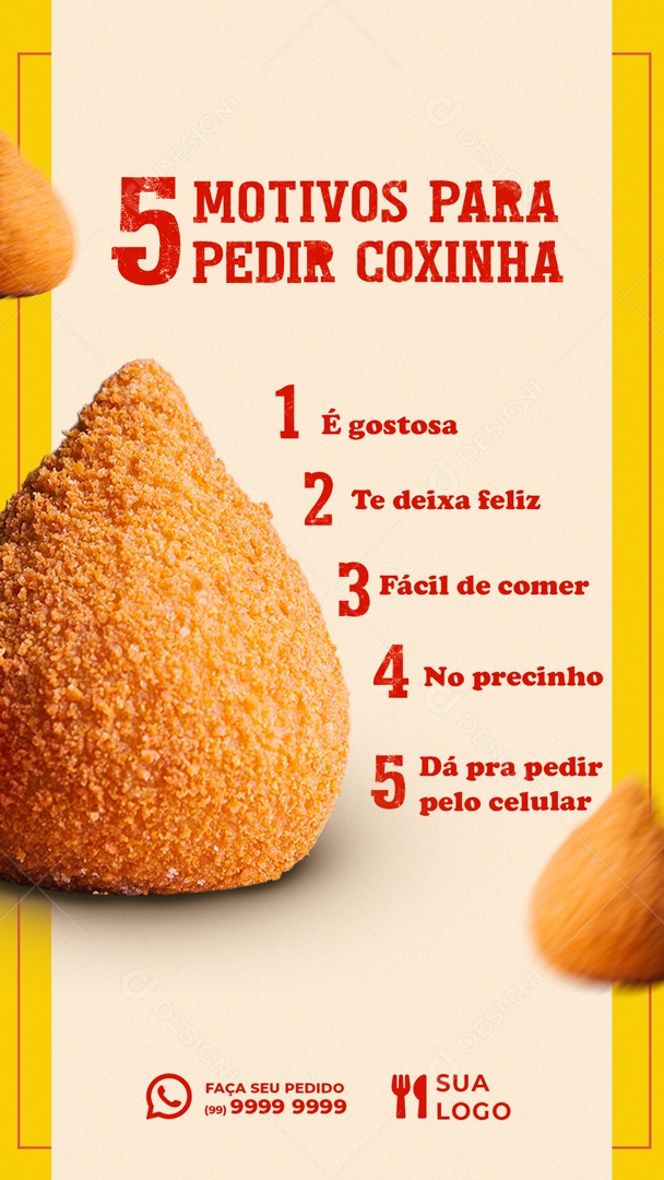 Social Media Story Lanchonete 5 Motivos Para Pedir Coxinha PSD Editavel
