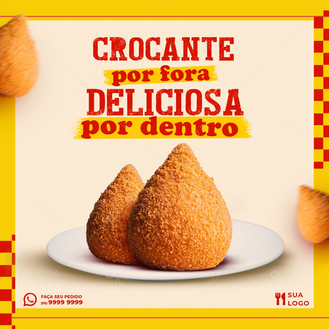 Social Media Lanchonete Crocante Por Fora Deliciosa Por Dentro Coxinha PSD Editavel