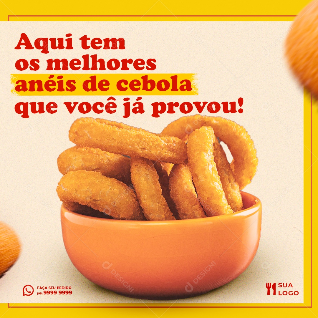 Social Media Lanchonete Anéis De Cebola PSD Editavel