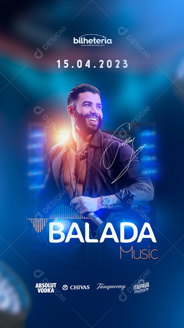 Story Balada Music Flyer Gusttavo Lima Social Media PSD Editável
