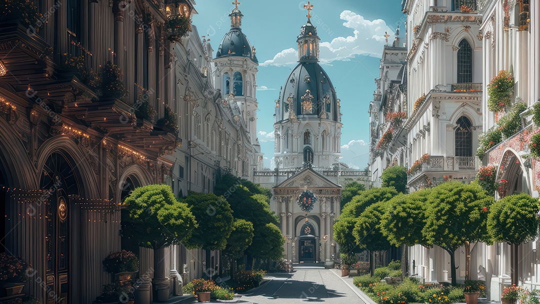 Linda imagem realista de igreja.