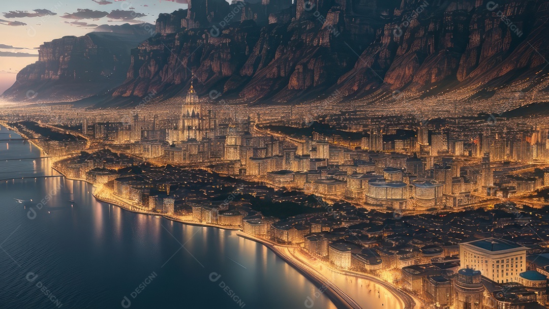 Linda imagem realista vista aérea de uma cidade.