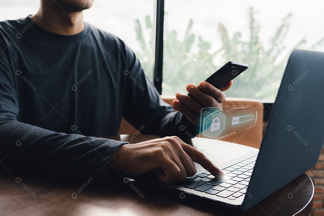 Conceito de verificação de impressão digital de segurança cibernética.