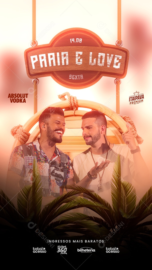 Story Praia E Love Flyer Ciro Netto & Manuel Social Media PSD Editável