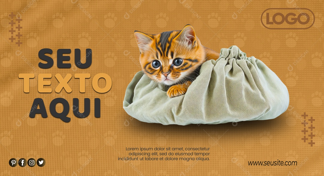 Social Media Feed Seu Texto Aqui Animais PSD Editavel