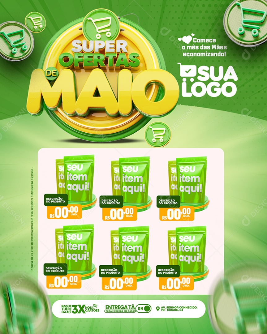 Encarte Super Ofertas de Maio Venha Conferir Social Media PSD Editável