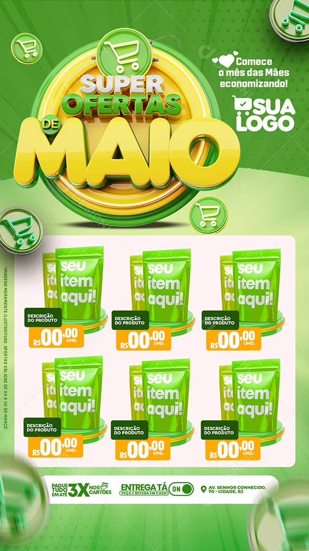 Story Encarte Super Ofertas de Maio Venha Conferir Social Media PSD Editável