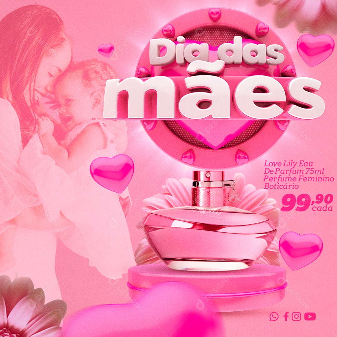 Selo 3D Dia Das Mães Perfumaria PSD Editavel