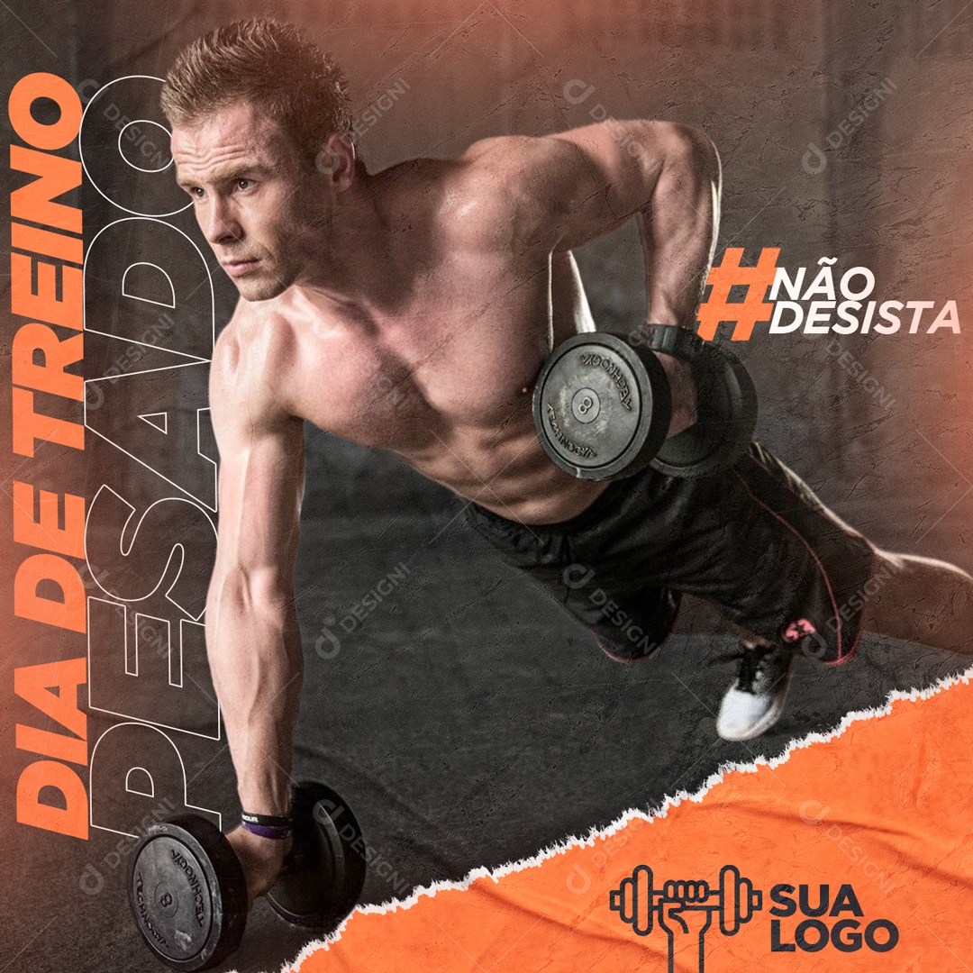 Social Media Academia Dia De Treino Pesado PSD Editavel