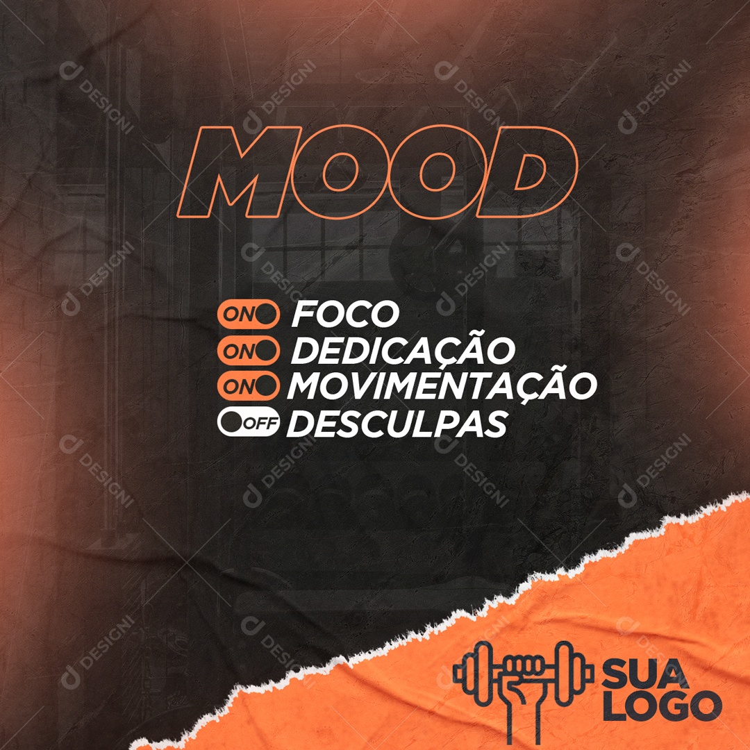 Social Media Academia Mood Foco Dedicação Movimentação PSD Editavel