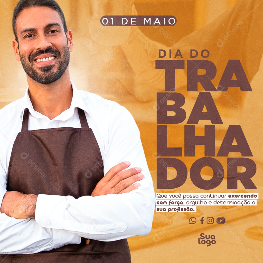 Social Media Dia Do Trabalhador Exercendo Com Força PSD Editavel