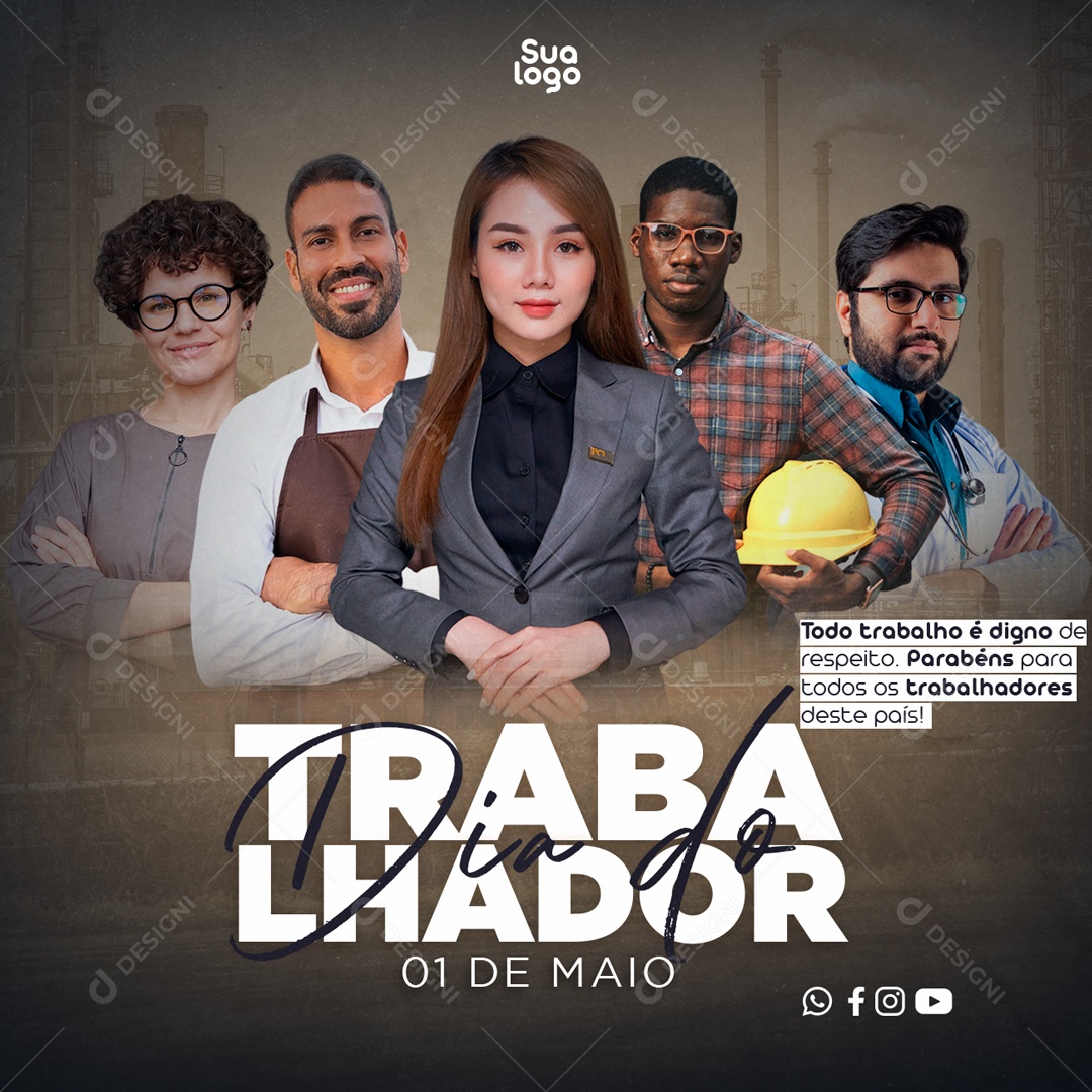 Social Media Dia Do Trabalhador 1 De Maio PSD Editavel