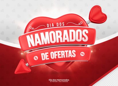 Selo 3D Para Composição Dia Dos Namorados de Ofertas PSD