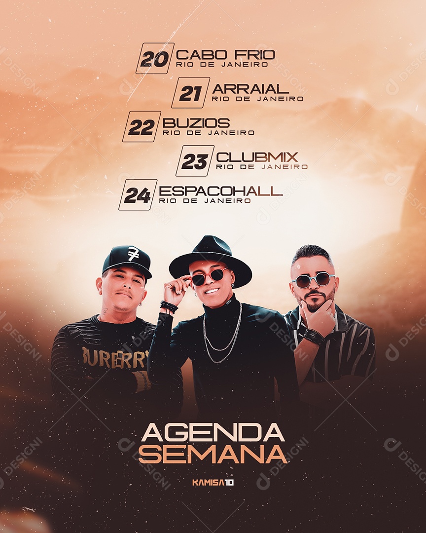 Social Media Flyer Agenda Semanal Camisa 10 PSD Editavel