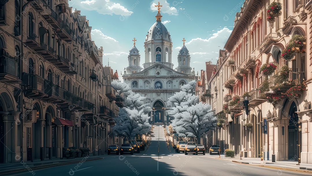 Linda imagem realista de igreja.