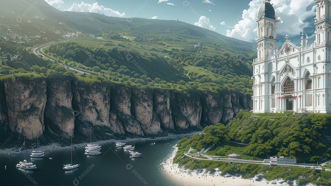 Linda imagem realista de igreja.