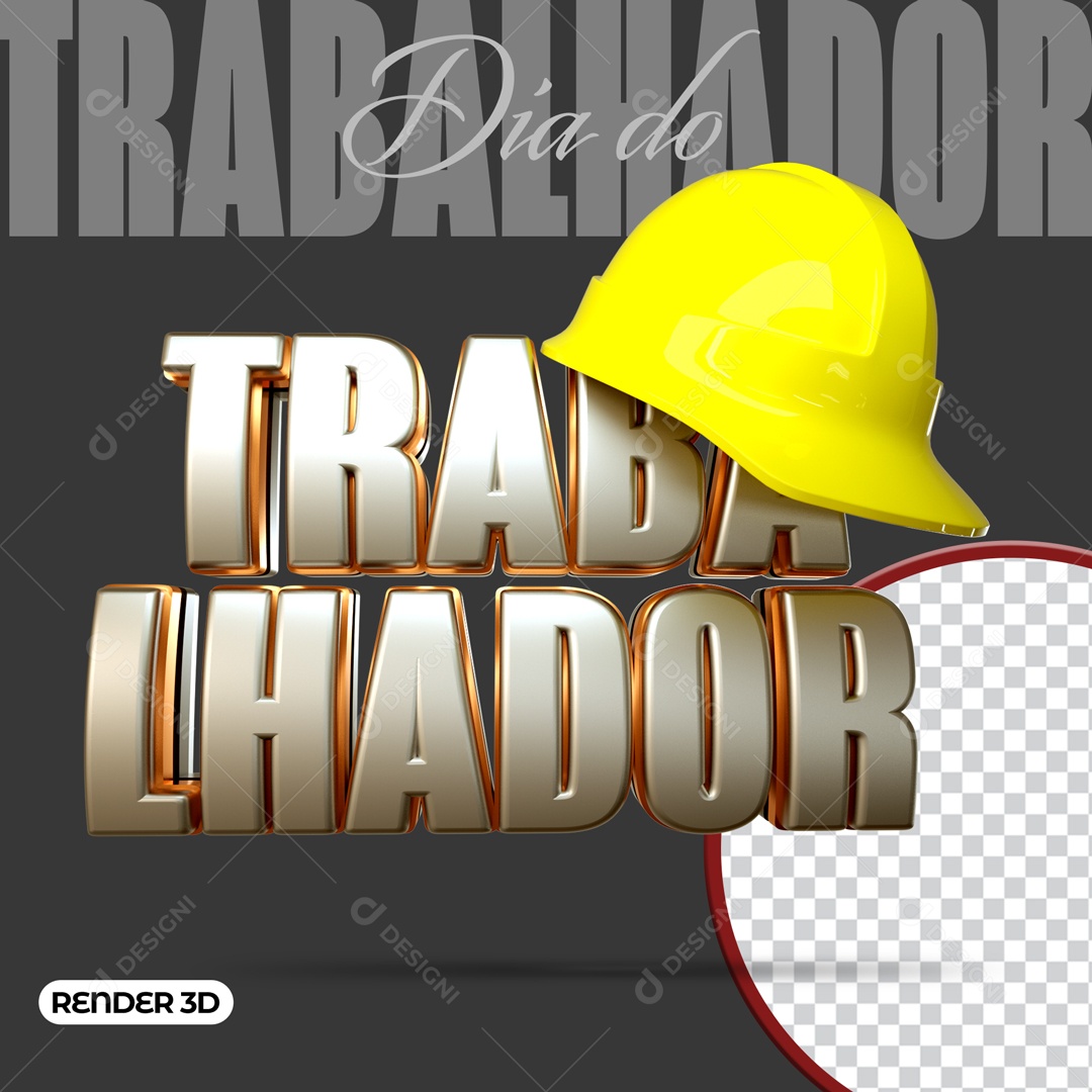 Selo 3D Dia Do Trabalhador Para Composição PSD
