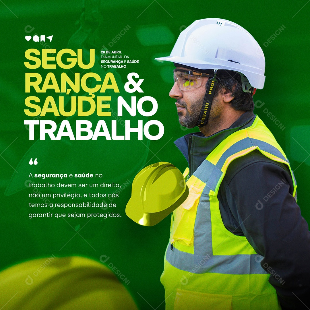 A Segurança e Saúde no Trabalho Devem Ser Um Direito Social Media PSD Editável