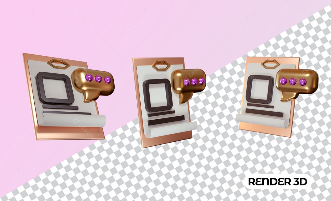 Elemento 3D Prancheta Textos Para Composição PSD