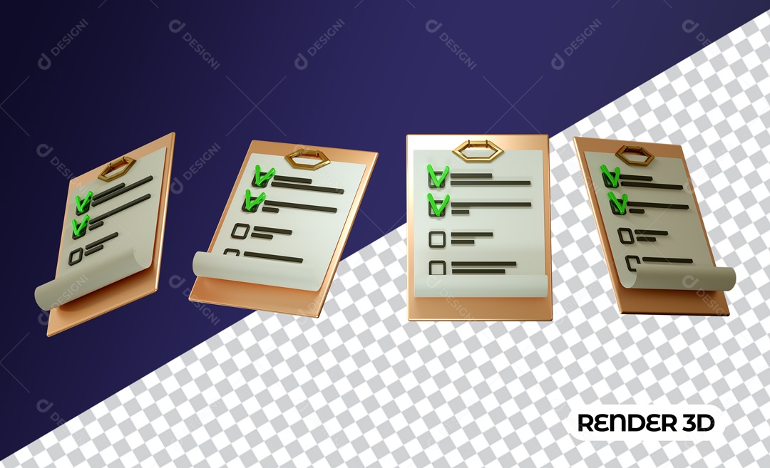 Elemento 3D 3 Prancheta Para Composição PSD