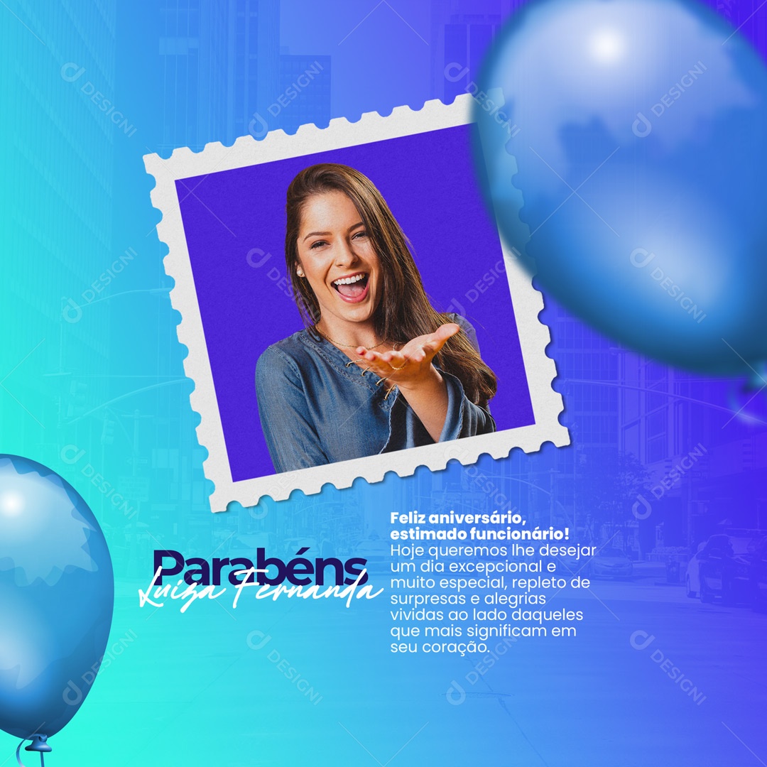 Feliz Aniversário Estimado Funcionário! Social Media PSD Editável