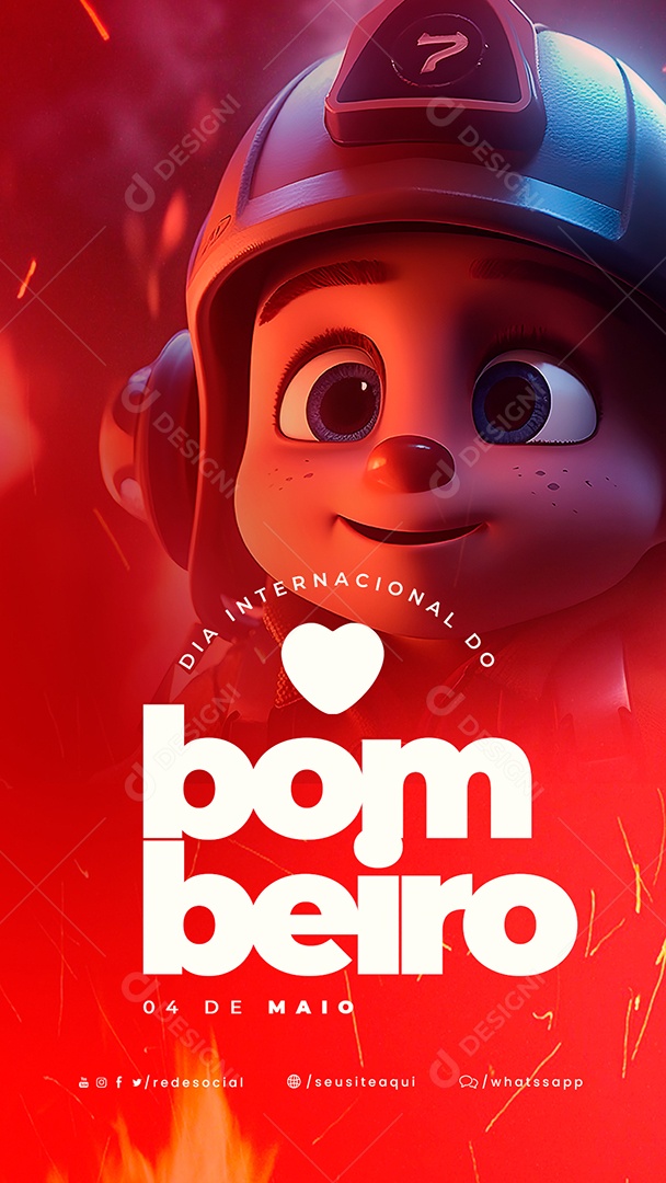 Story Dia Internacional Do Bombeiro 4 De Maio Social Media PSD Editável