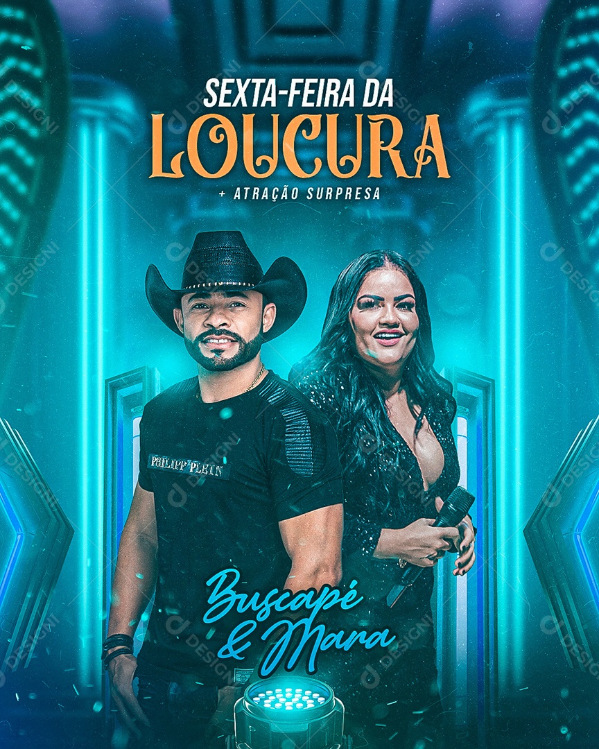 Flyer Show Sexta Feira da Loucura Buscapé e Mara Social Media PSD Editável