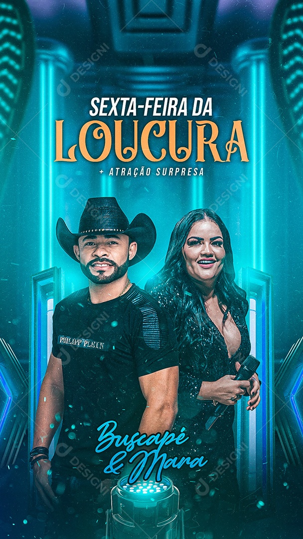 Flyer Show Sexta Feira da Loucura Buscapé e Mara Story Social Media PSD Editável