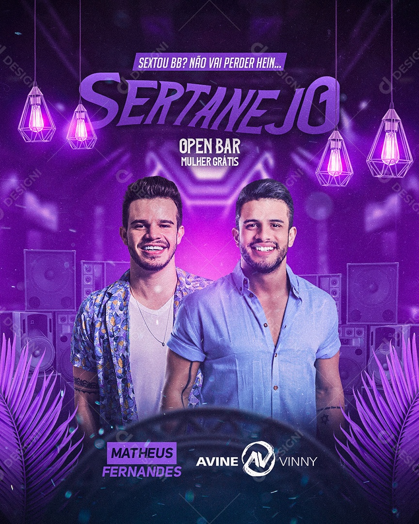 Flyer Show Matheus Fernandes Avine Vinny Social Media PSD Editável