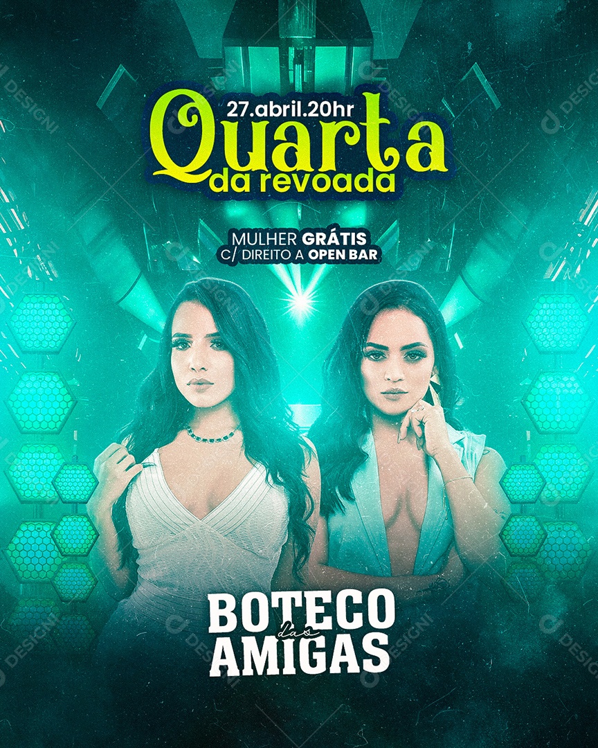 Flyer Quarta da Revoada Boteco das Amigas Social Media PSD Editável