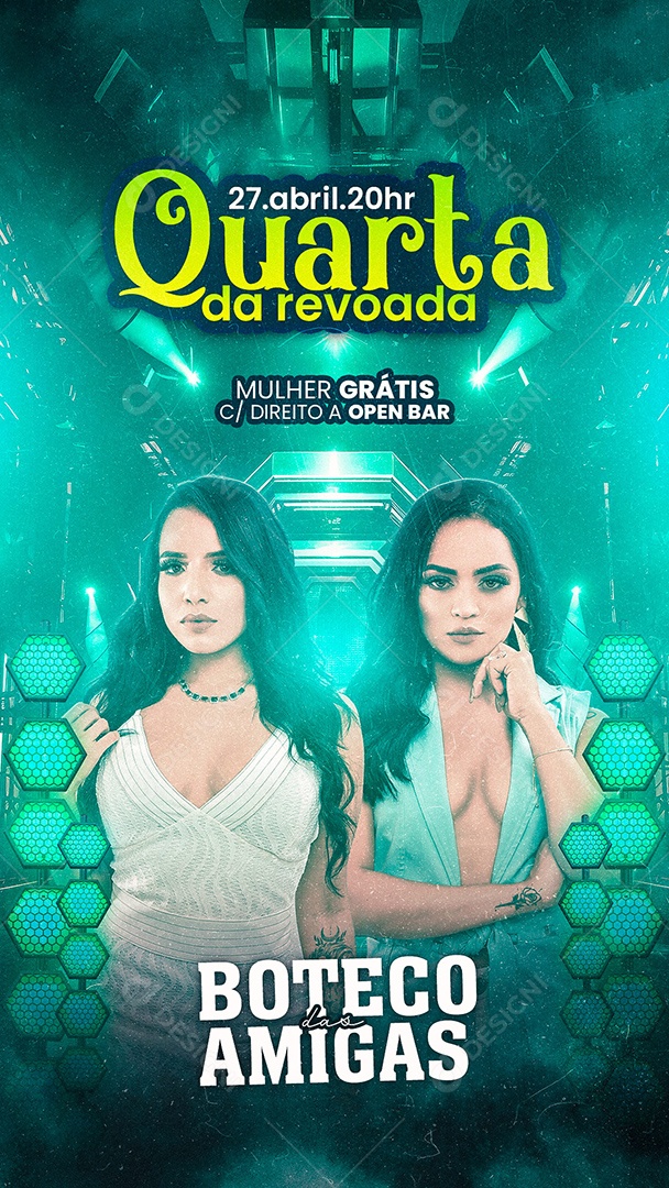 Flyer Quarta da Revoada Boteco das Amigas Story Social Media PSD Editável