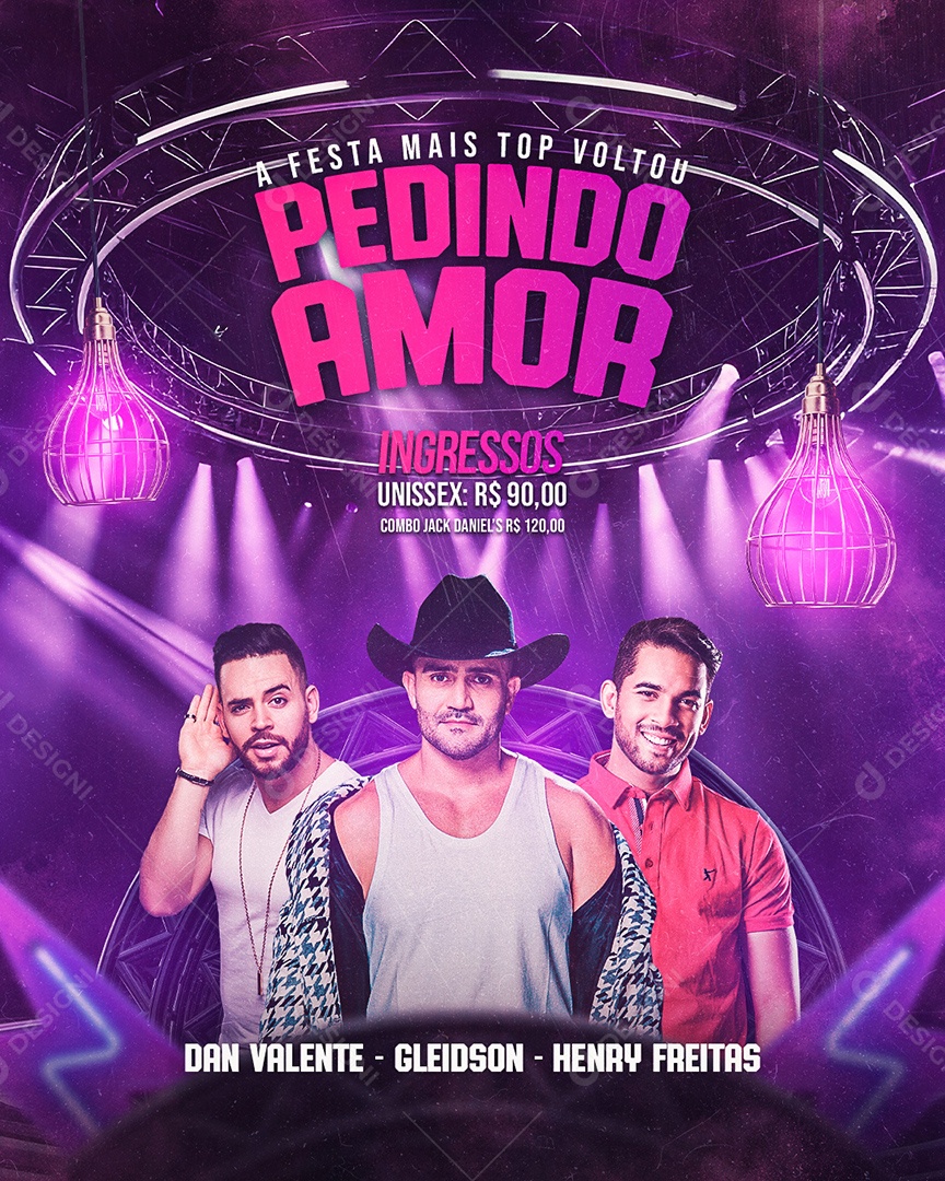 Flyer A Festa Mais Top Voltou Dan Valente Gleidson Henry Freitas Social Media PSD Editável
