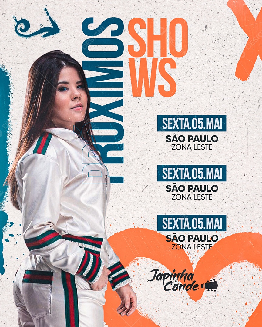 Flyer Agenda Próximos Shows Japinha Conde Social Media PSD Editável