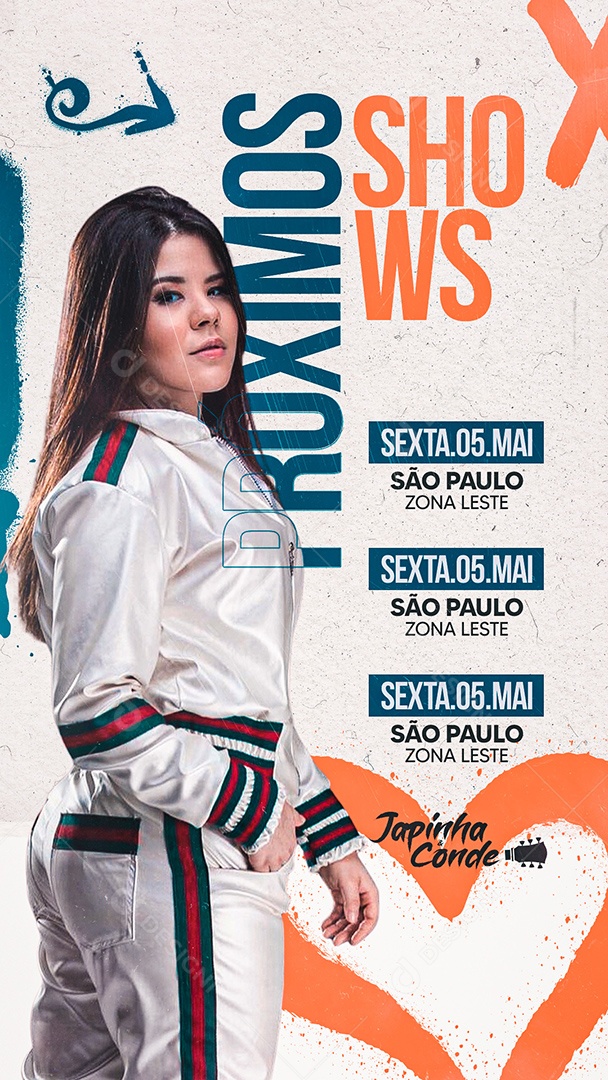 Flyer Agenda Próximos Shows Japinha conde Story Social Media PSD Editável